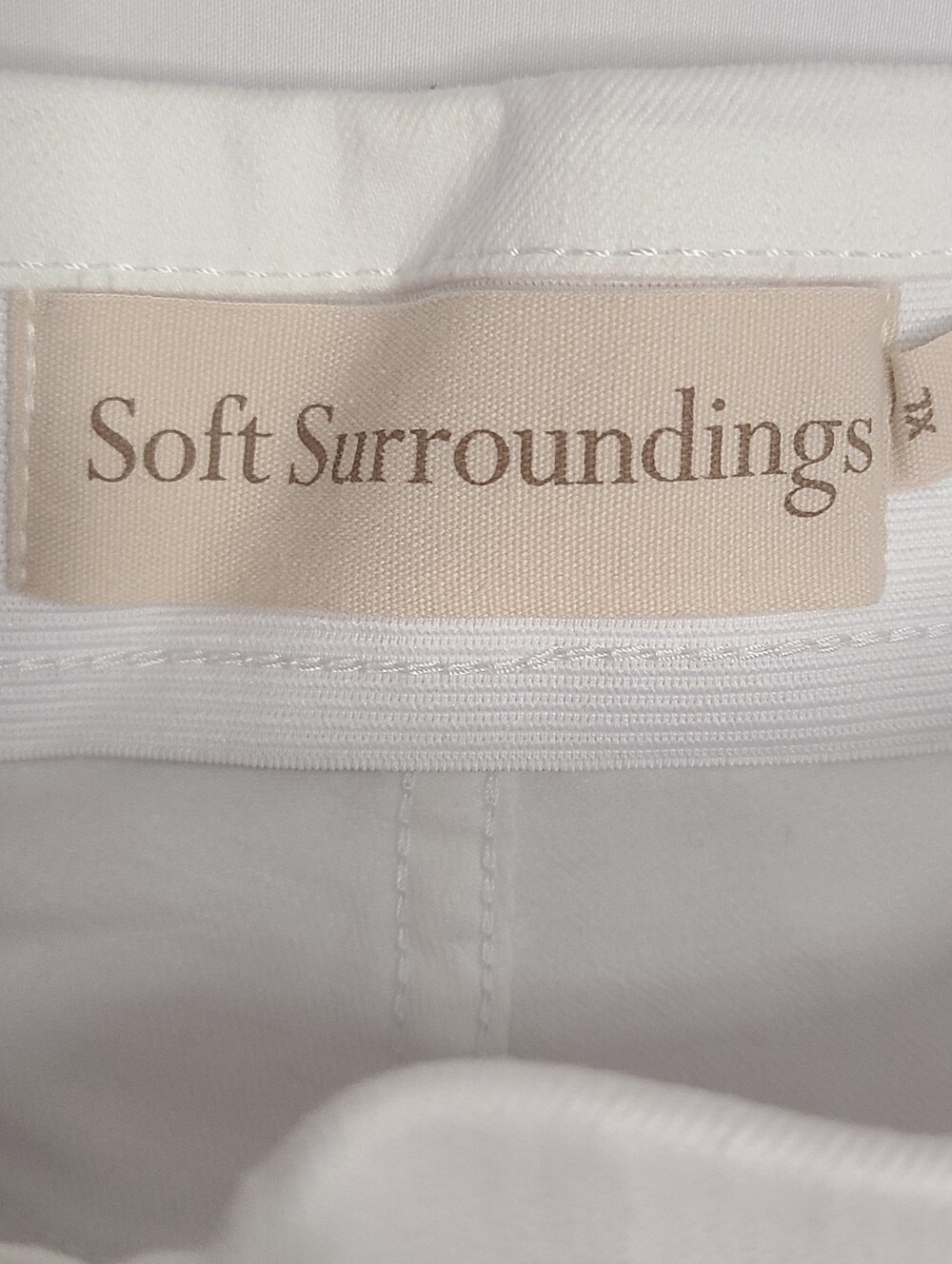 Soft Surroundings White Pull On Stretch Denim Jeans Crop Capri XL - Picture 2 of 8